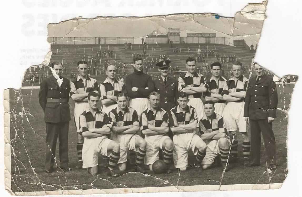 John Lowe (centre, kneeling with ball) as part of the RAF Jalahalli team