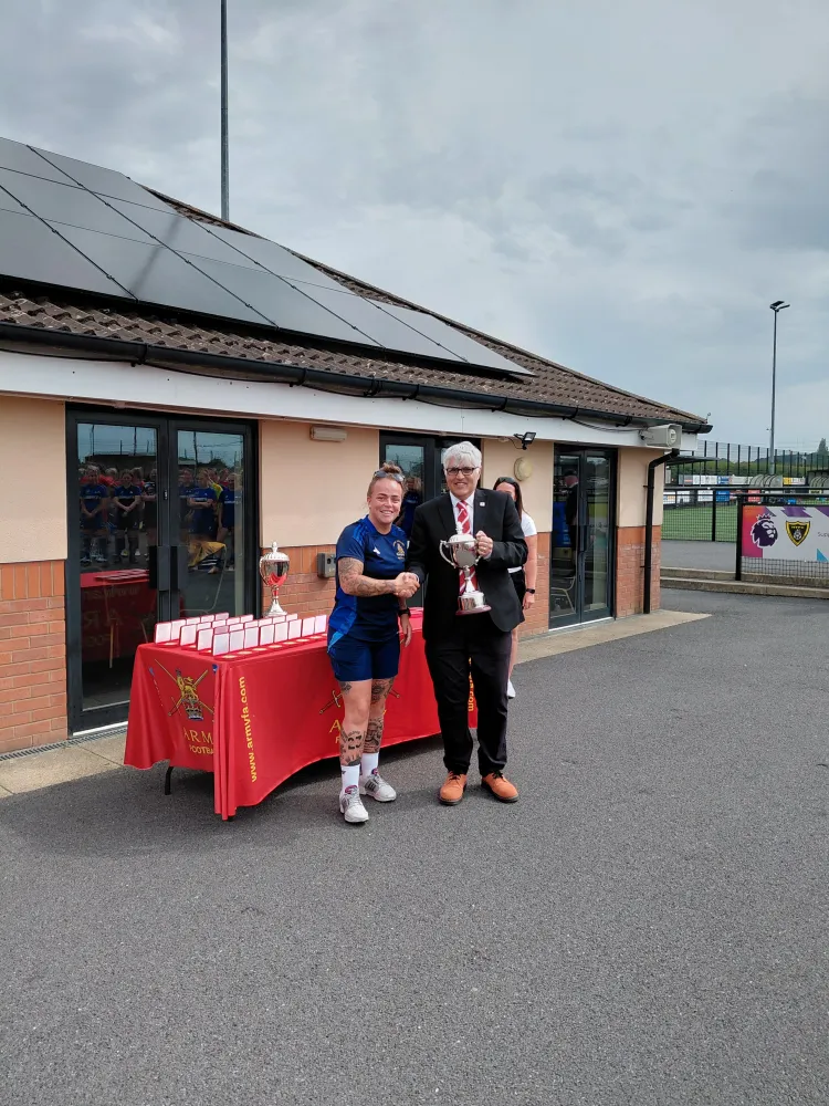 RA Captain, Hollie Keating  Receiving the Lily Parr Trophy